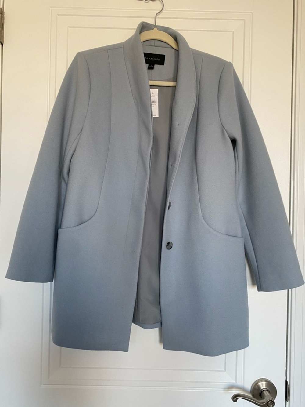 Ann Taylor Pale Blue Open-Front Blazer Coat, Size XS. NWT